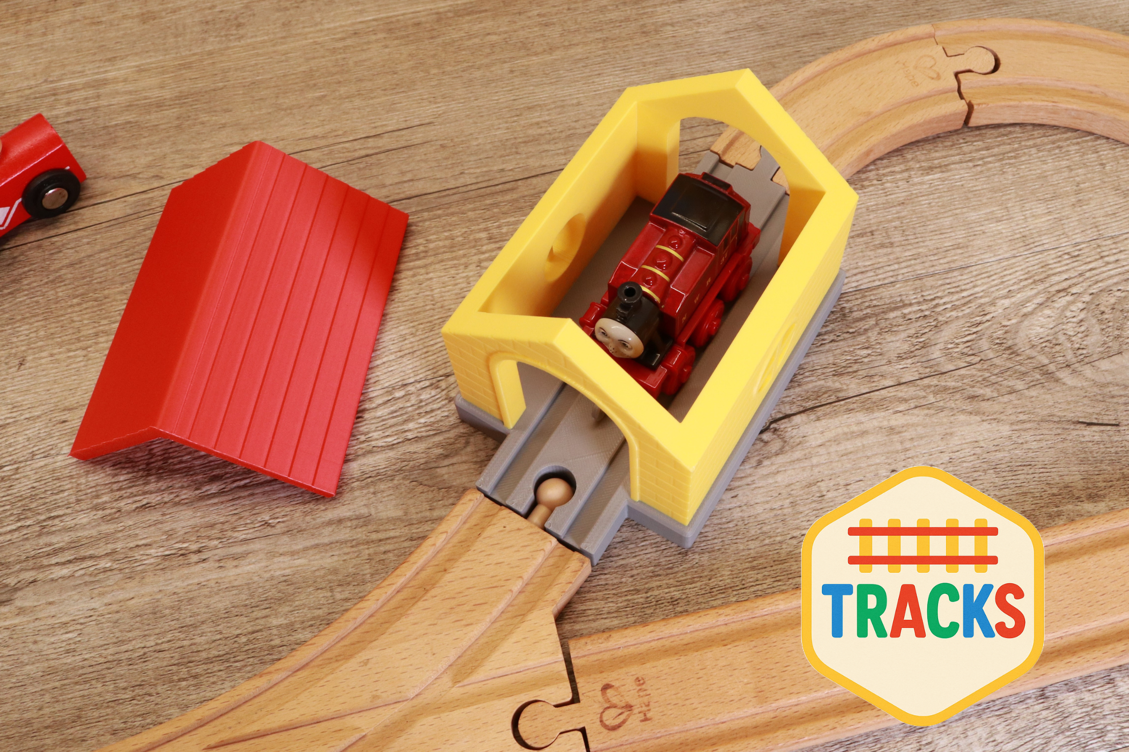 Colourful Engine Shed for Wooden Tracks